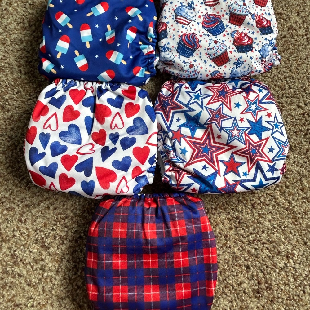 NEW Mama Koala OS Cloth Diapers - Set of 5 - Red, Blue, White - Picture 3 of 7